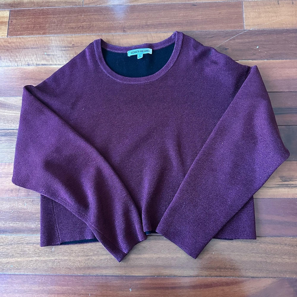 Elizabeth and James Rich Burgundy Crew Neck Sweater